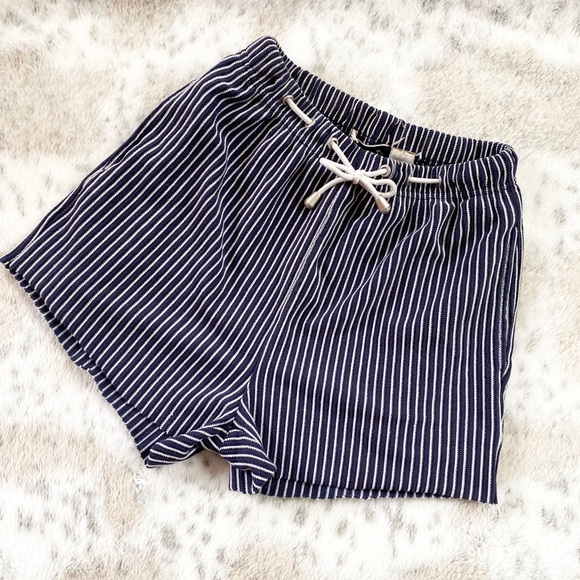 Vintage Pants - Vintage Striped Drawstring High Waisted Shorts